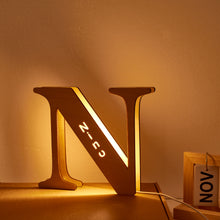 Load image into Gallery viewer, Personalised Wooden Letter Lamp Custom Name Alphabet Night Lights 19CM