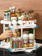 Load image into Gallery viewer, Multi Functional Rotary Pull Organizer Storage Rack Kitchen Desktop Condiment Rack Storage