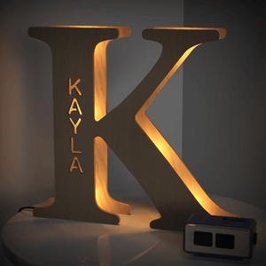 Personalised Wooden Letter Lamp Custom Name Alphabet Night Lights 19CM