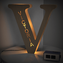 Load image into Gallery viewer, Personalised Wooden Letter Lamp Custom Name Alphabet Night Lights 19CM