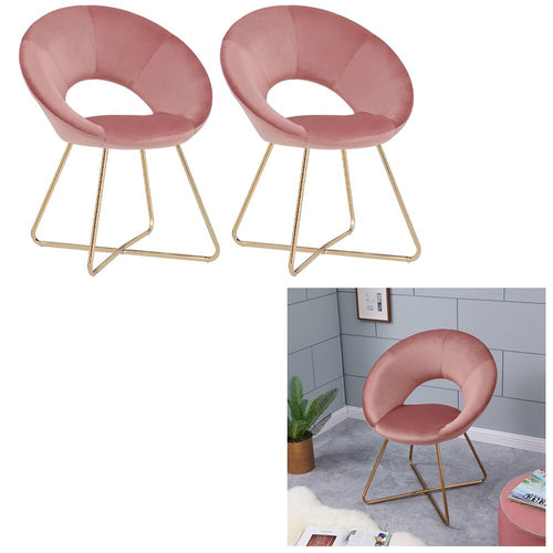 Accent Semi Circle Chair Pink Microfiber SET/2 Gold Metal Legs RTA 28